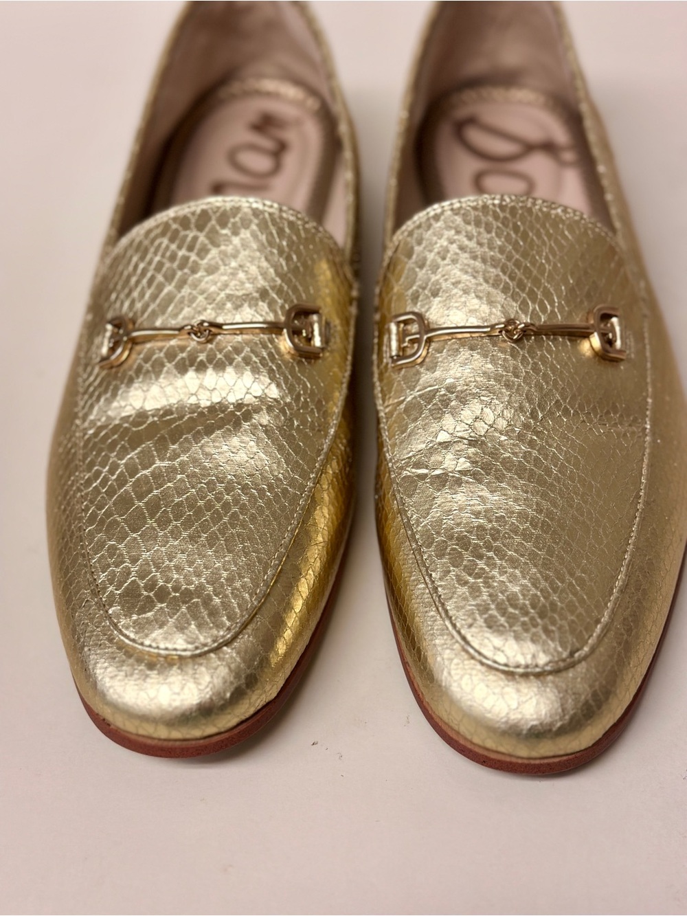 Sam Edelman Gold Metallic Horsebit Loafers